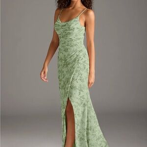 Azazie Sage Green Floral Maxi Dress